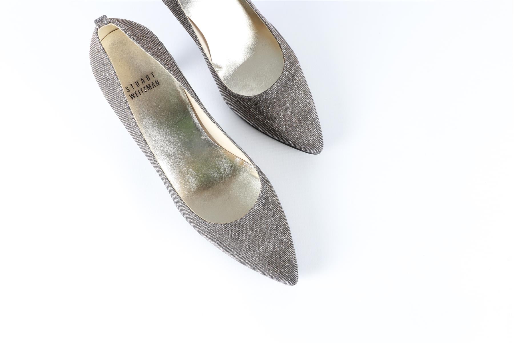 STUART WEITZMAN SILVER FABRIC PUMPS EU 36.5 UK 3.5 US 6.5