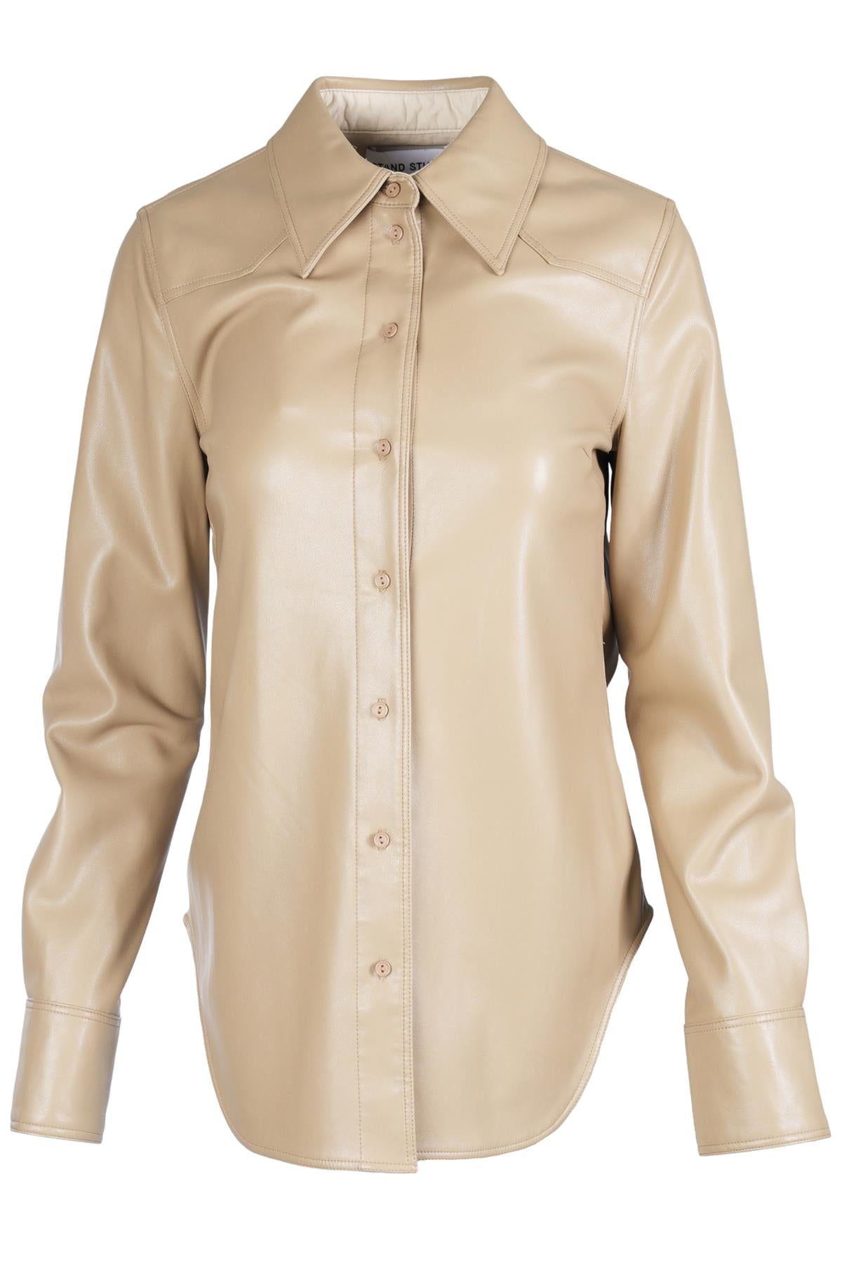 STAND STUDIO BEIGE FAUX LEATHER SHIRT FR 36 UK 8