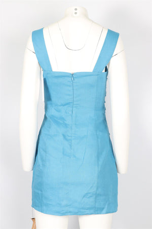 REFORMATION BLUE LINEN MINI DRESS US 2 UK 6