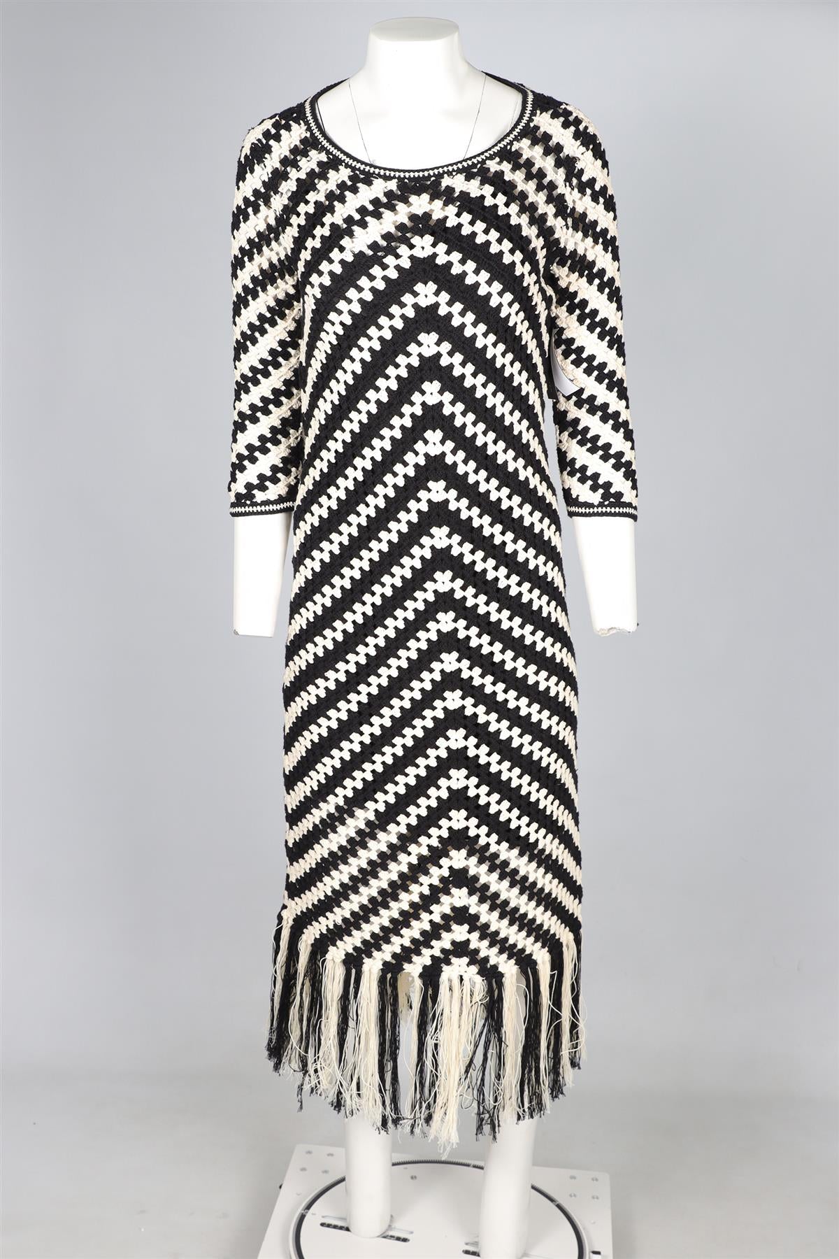 ZIMMERMANN BLACK COTTON MAXI DRESS UK 14