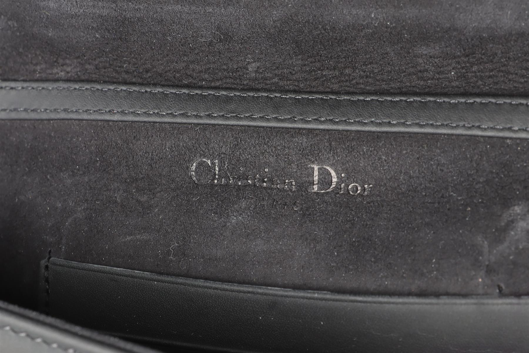 CHRISTIAN DIOR BLACK DIORAMA ULTRAMATTE LEATHER CLUTCH WITH CHAIN