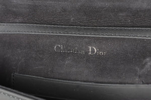 CHRISTIAN DIOR BLACK DIORAMA ULTRAMATTE LEATHER CLUTCH WITH CHAIN