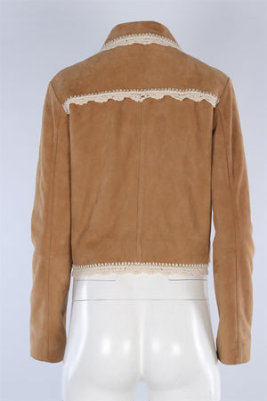 MAJE TAN SUEDE JACKET FR 40 UK 12