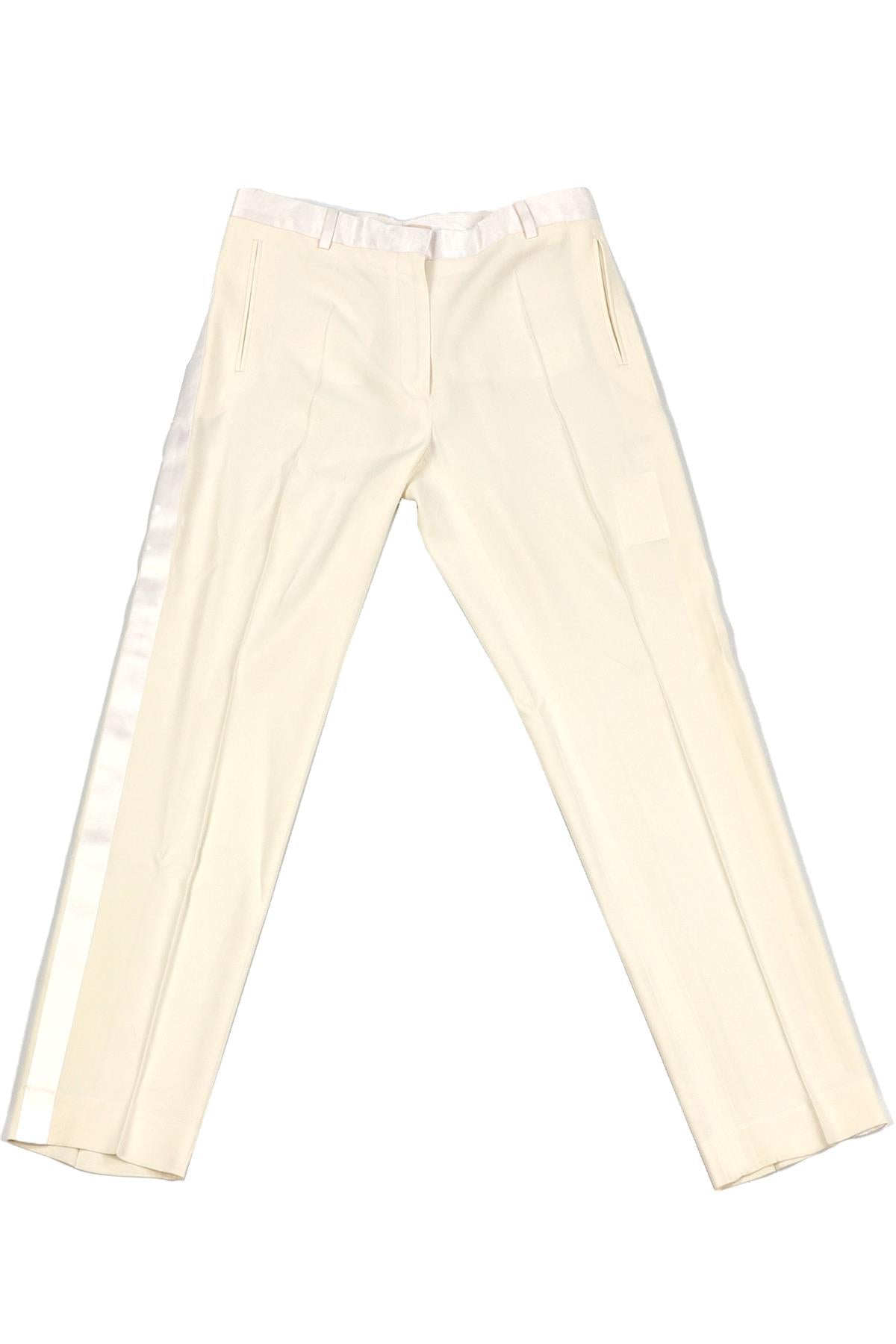 CELINE WHITE CREPE STRAIGHT LEG PANTS FR 36 UK 8
