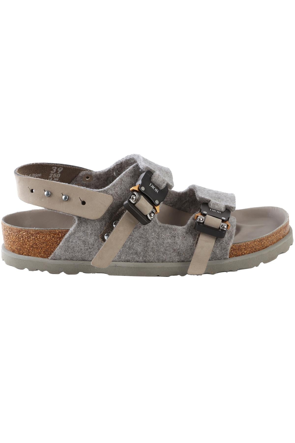 CHRISTIAN DIOR + BIRKENSTOCK GREY MILANO FELT SANDALS EU 39 UK 6 US 9