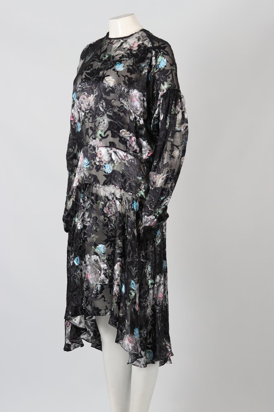 PREEN BY THORNTON BREGAZZI FLORAL PRINT SATIN MIDI DRESS LARGE