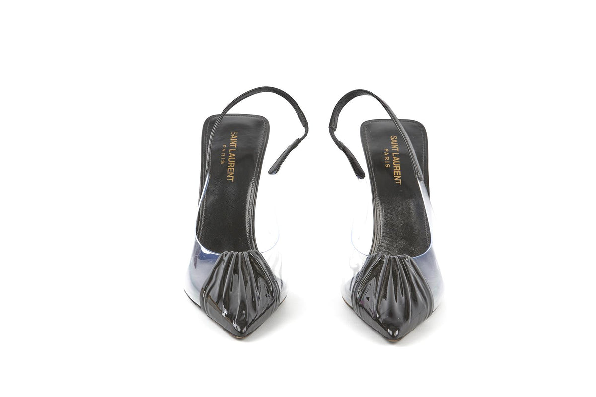 SAINT LAURENT BLACK FRIDA PVC SLINGBACK PUMPS EU 39.5 UK 6.5 US 9.5