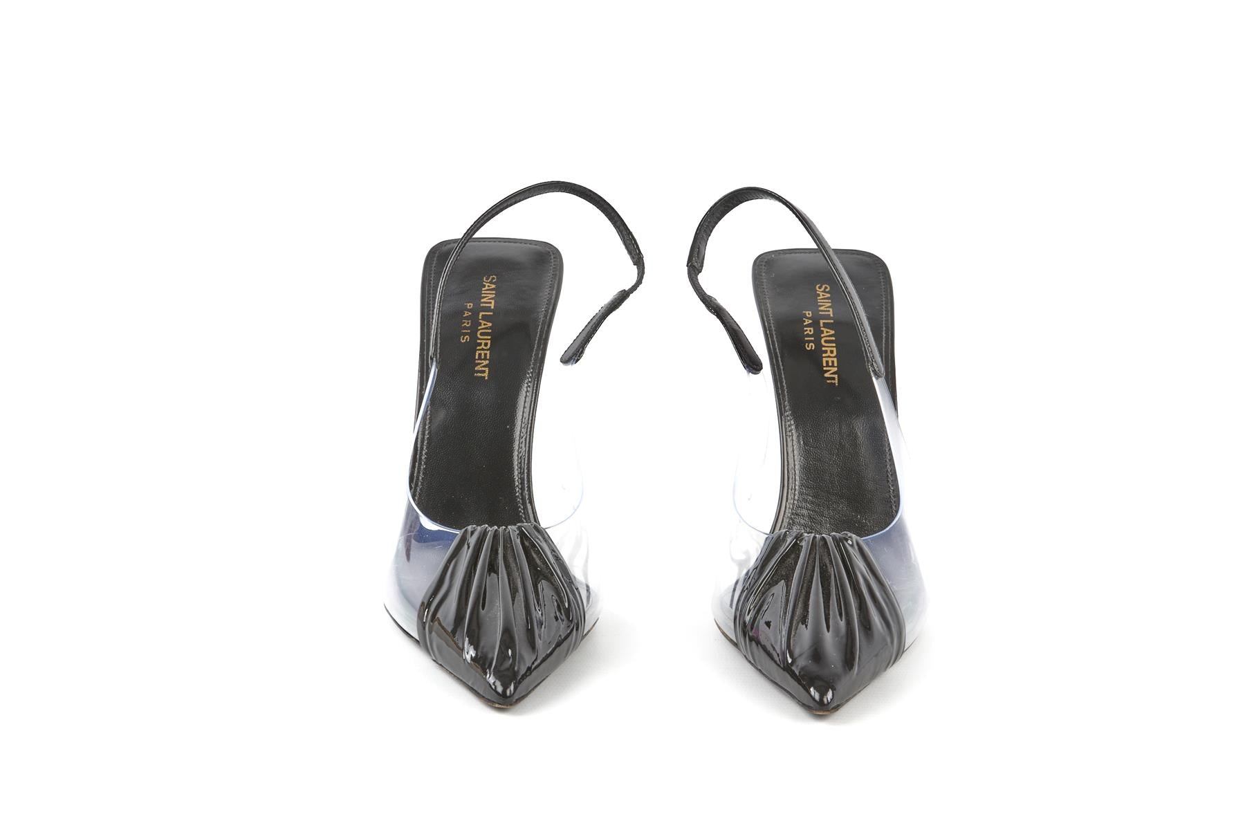 SAINT LAURENT BLACK FRIDA PVC SLINGBACK PUMPS EU 39.5 UK 6.5 US 9.5
