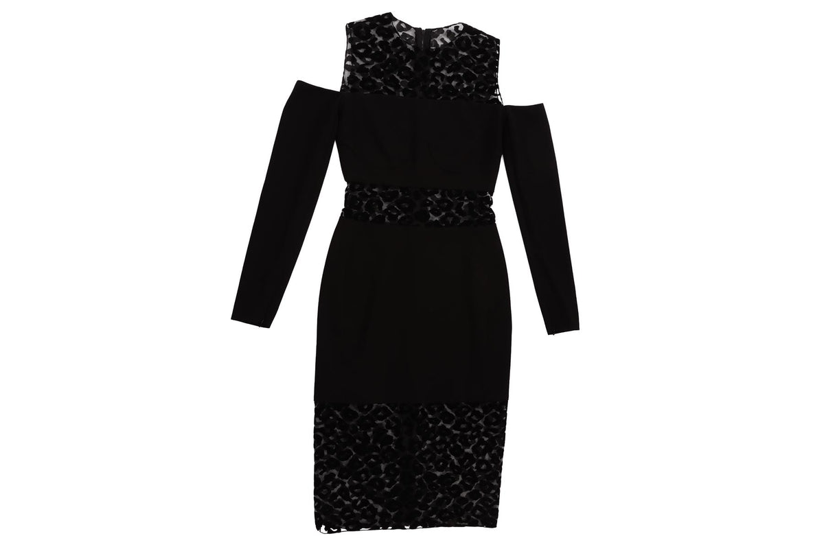 MUGLER BLACK CREPE MIDI DRESS FR 36 UK 8