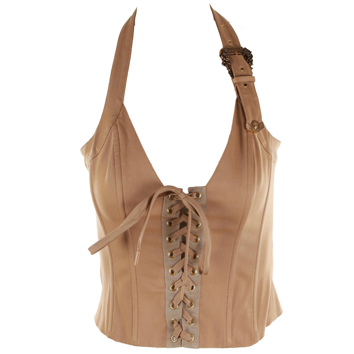 VERSACE JEANS COUTURE BROWN COTTON TOP IT 42 UK 10