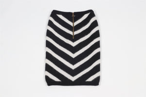 BALMAIN BLACK AND WHITE ANGORA BLEND MIDI SKIRT FR 36 UK 8