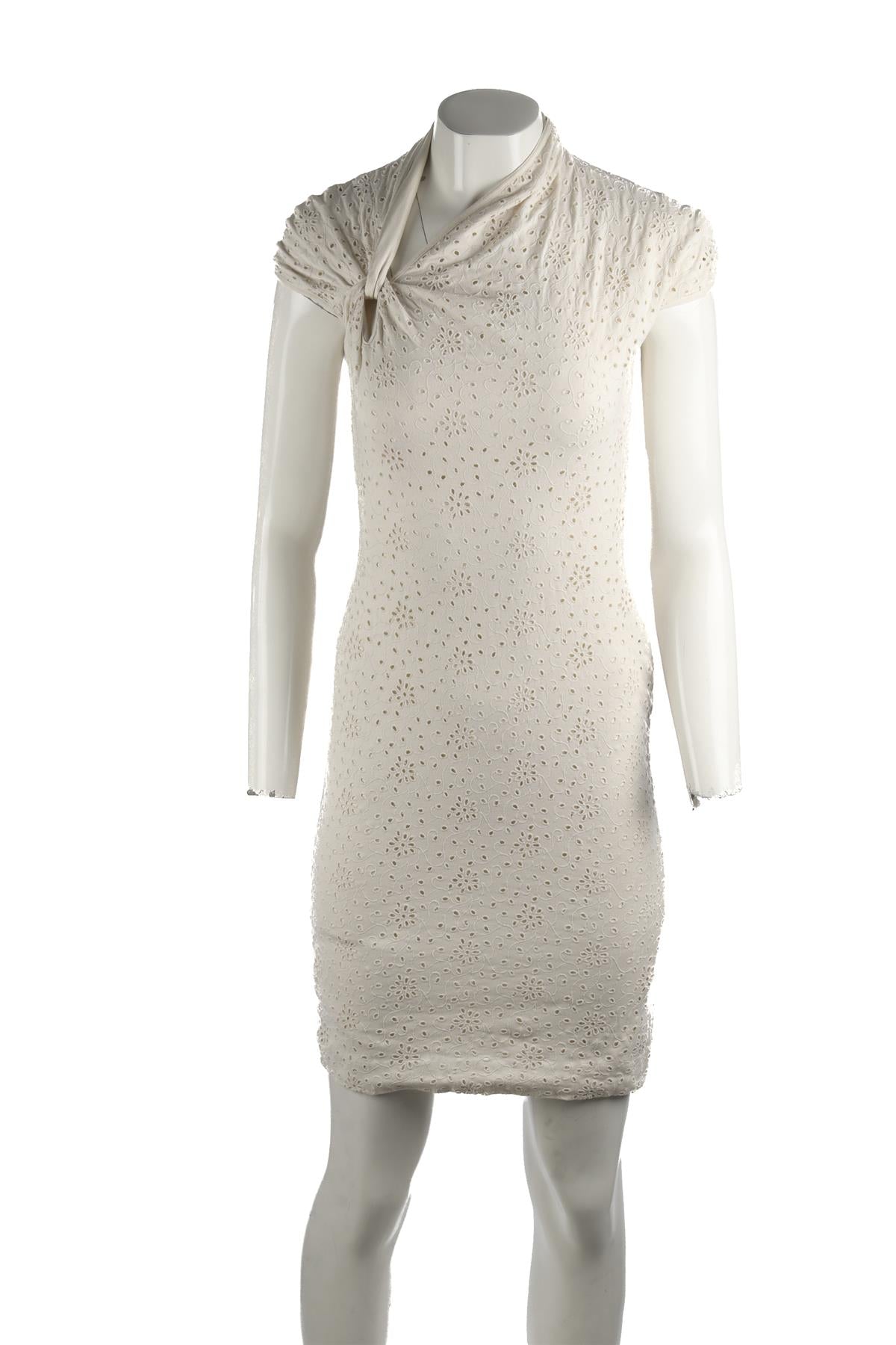 CHRISTIAN DIOR CREAM VINTAGE COTTON MIDI DRESS FR 40 UK 12