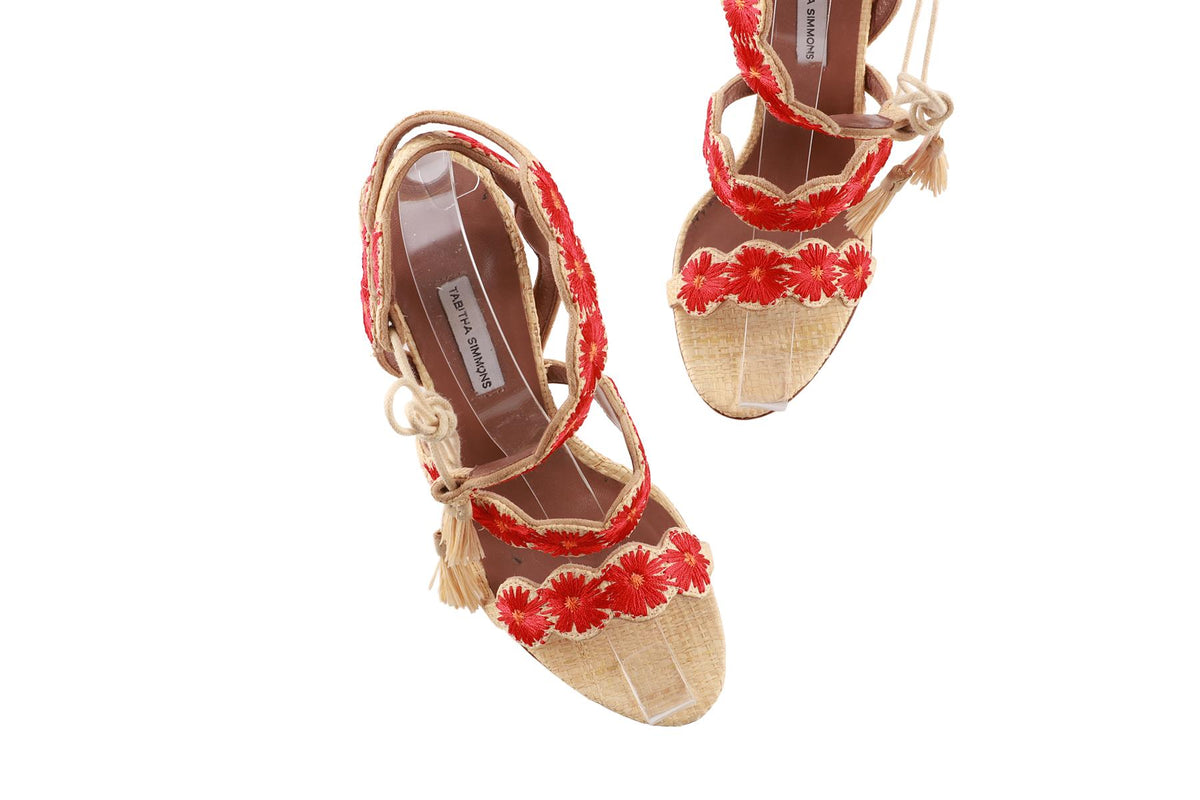 BEIGE RAFFIA SANDALS