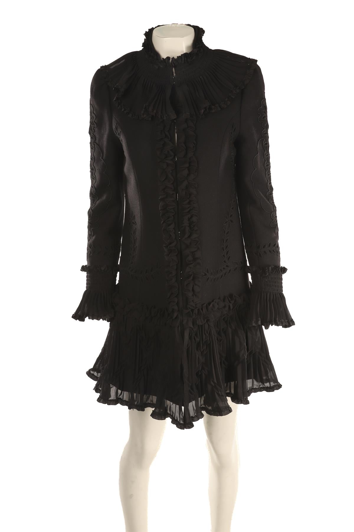 TEMPERLEY LONDON BLACK WOOL COAT UK 10