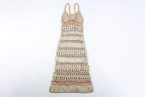 ALBERTA FERRETI BEIGE CROCHET MAXI DRESS UK 8