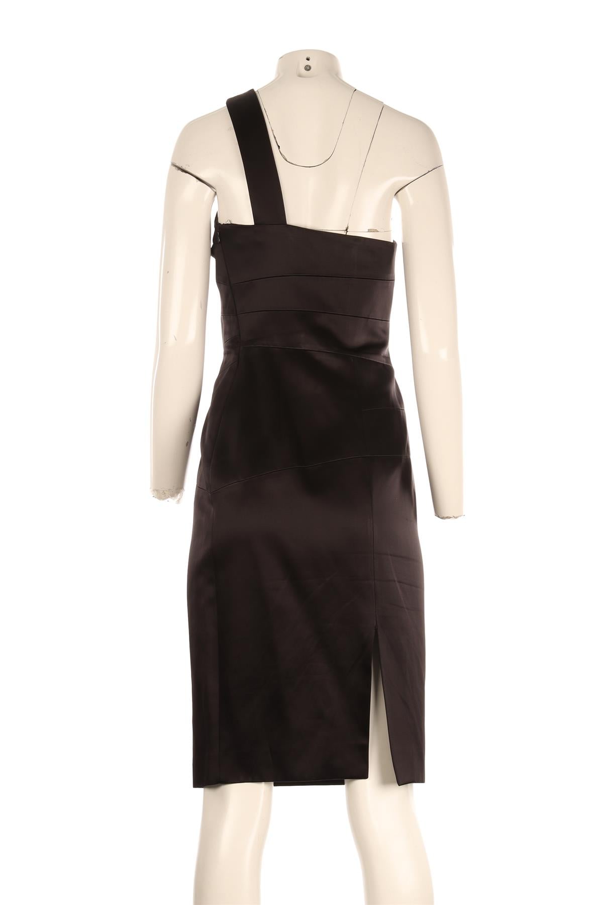 MICHAEL KORS BLACK SATIN MINI DRESS US 4 UK 8
