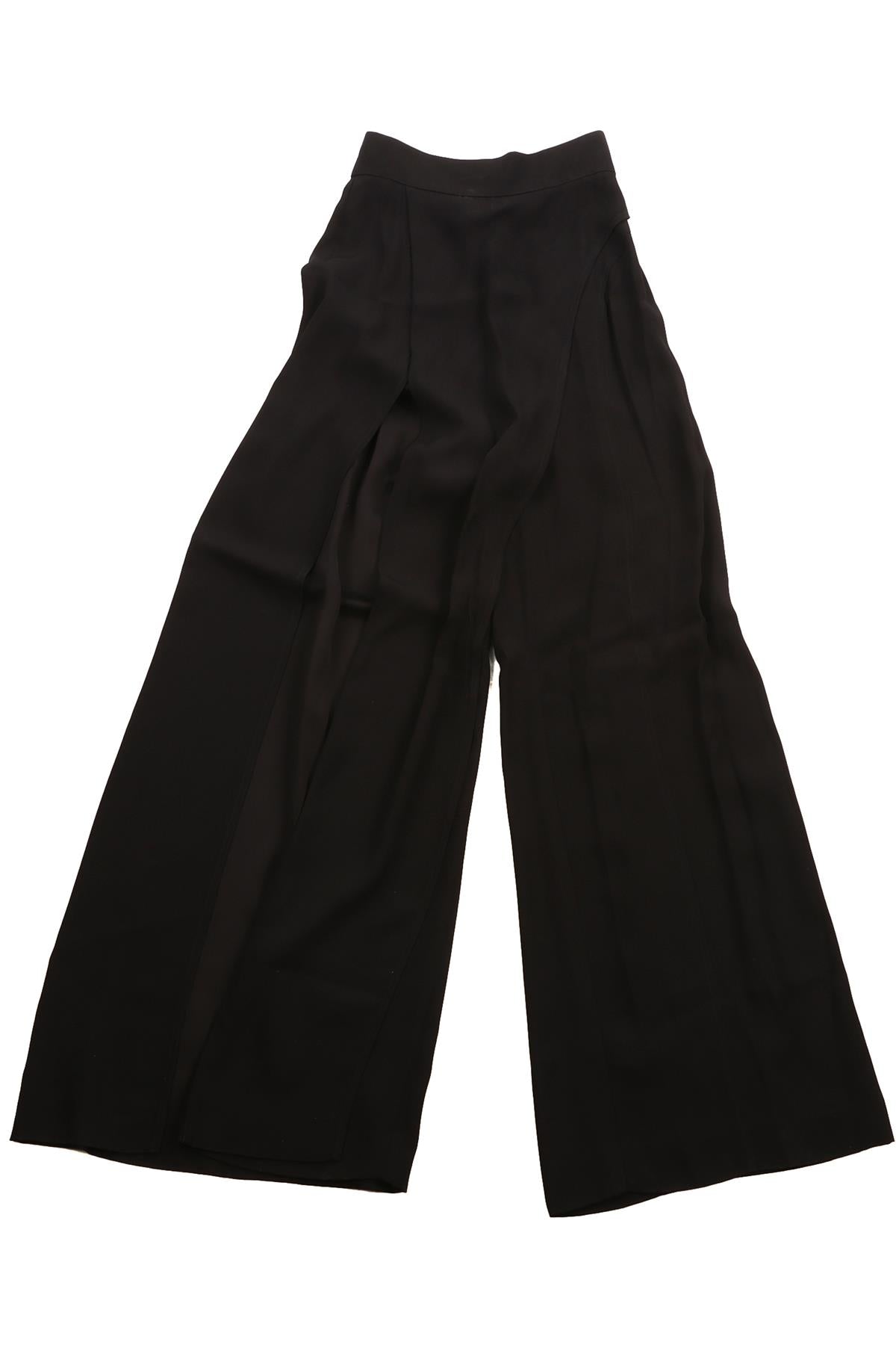 BALMAIN BLACK CREPE WIDE LEG PANTS FR 36 UK 8