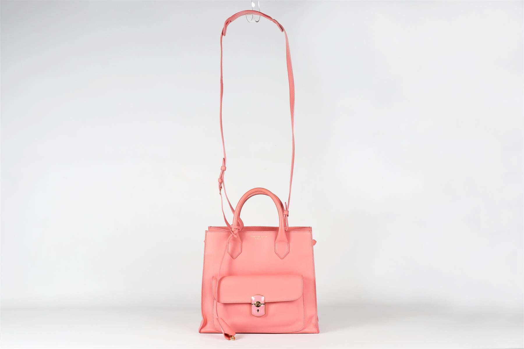 BALENCIAGA PINK PADLOCK ALL AFTERNOON LEATHER TOTE BAG