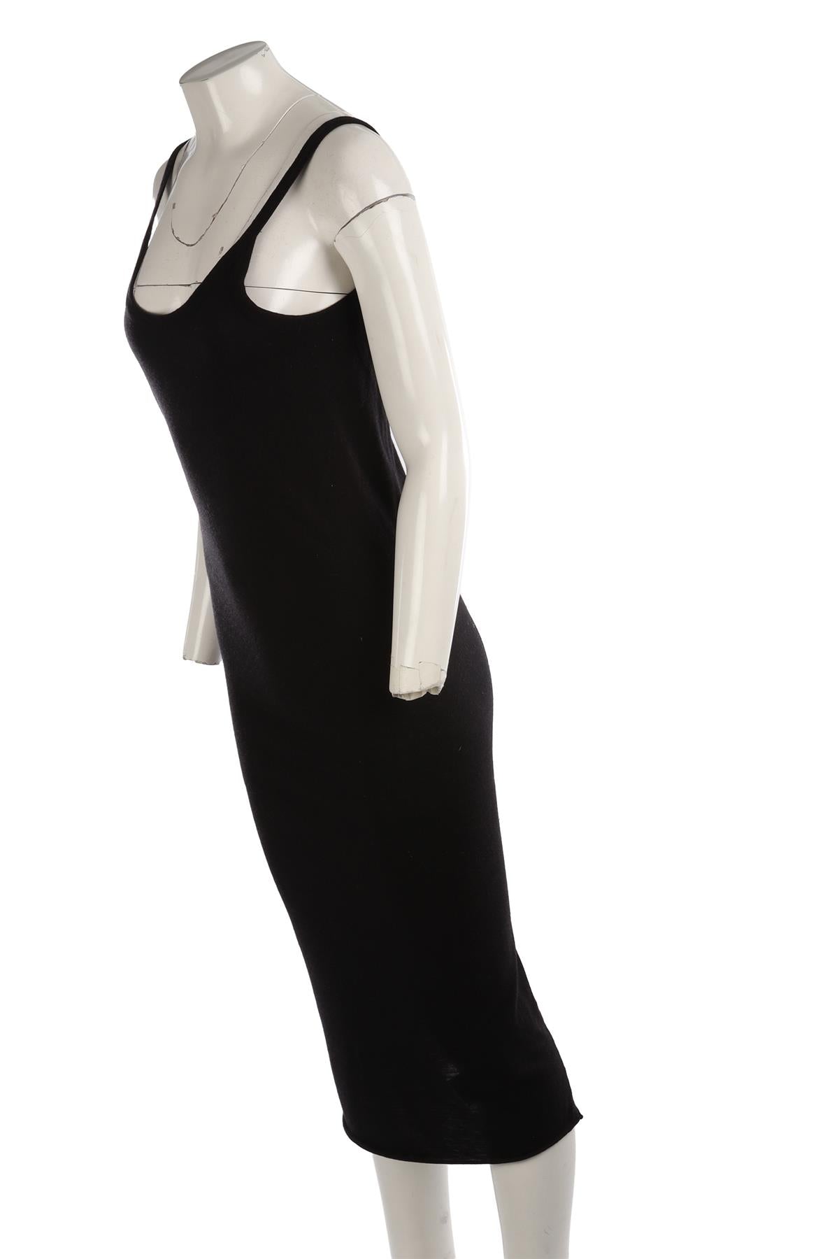RICK OWENS LILES BLACK WOOL MAXI DRESS UK 12
