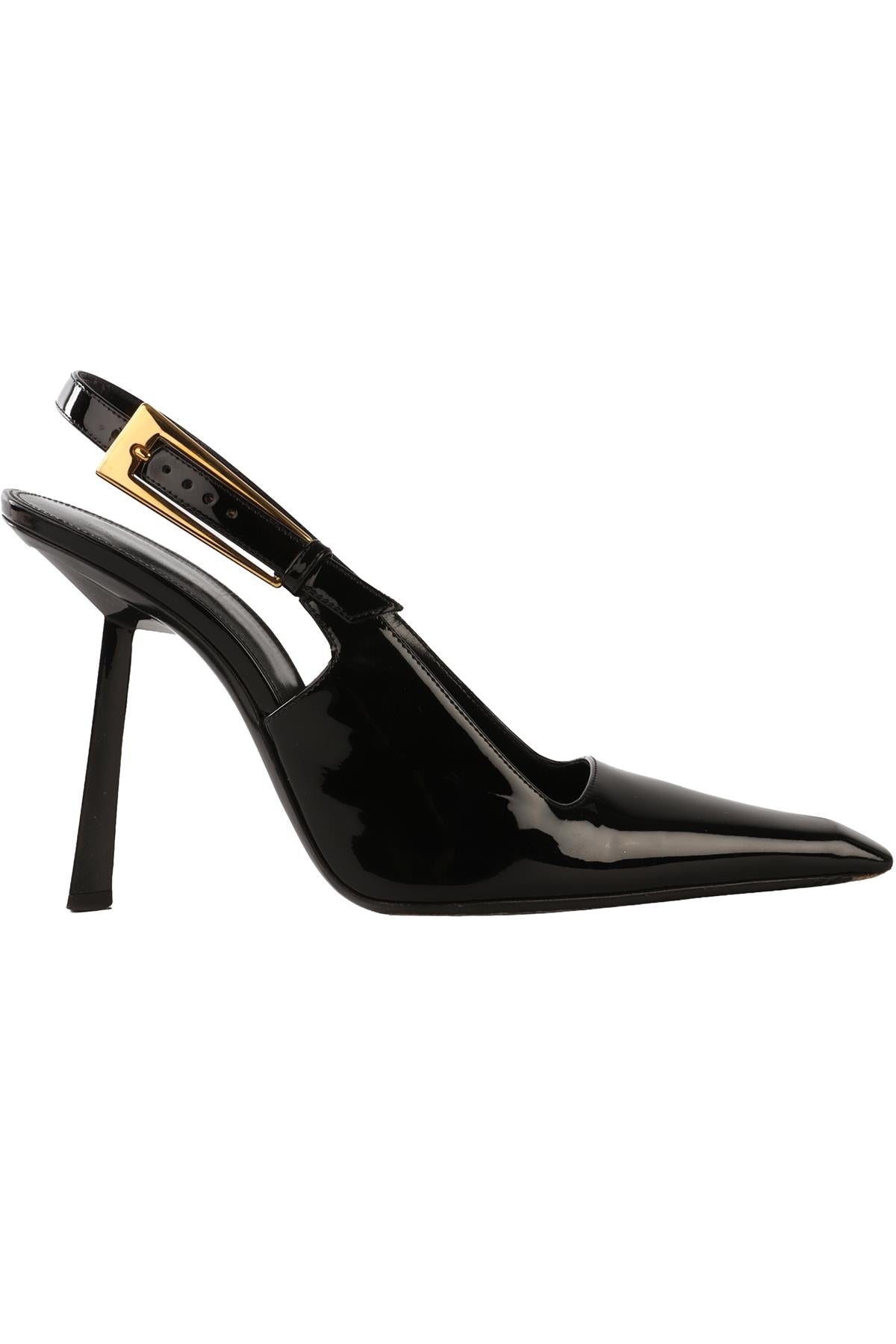 SAINT LAURENT BLACK LEE PATENT LEATHER SLINGBACK PUMPS EU 39.5 UK 6.5 US 9.5