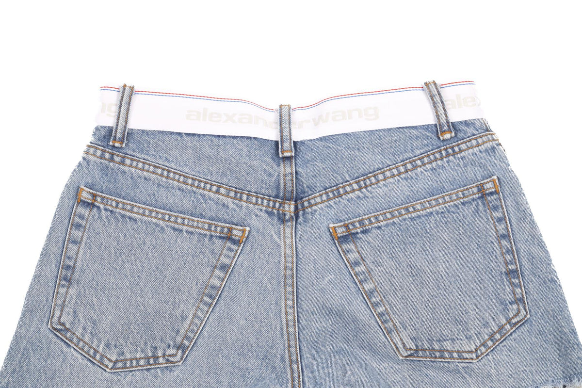 ALEXANDER WANG BLUE HIGH RISE DENIM SHORTS W26 UK 8