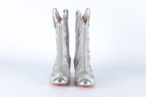 CHRISTIAN LOUBOUTIN SILVER KIDS GIRLS GIDDY BOOTS EU 27 UK 9 US 10