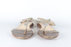 JIMMY CHOO SILVER GLITTER SANDALS EU 38.5 UK 5.5 US 8.5