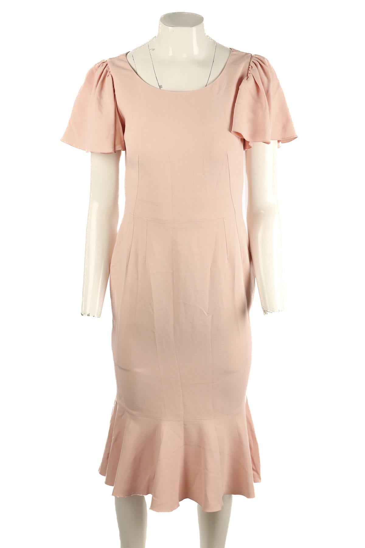 DOLCE & GABBANA PINK CREPE MIDI DRESS IT 40 UK 8
