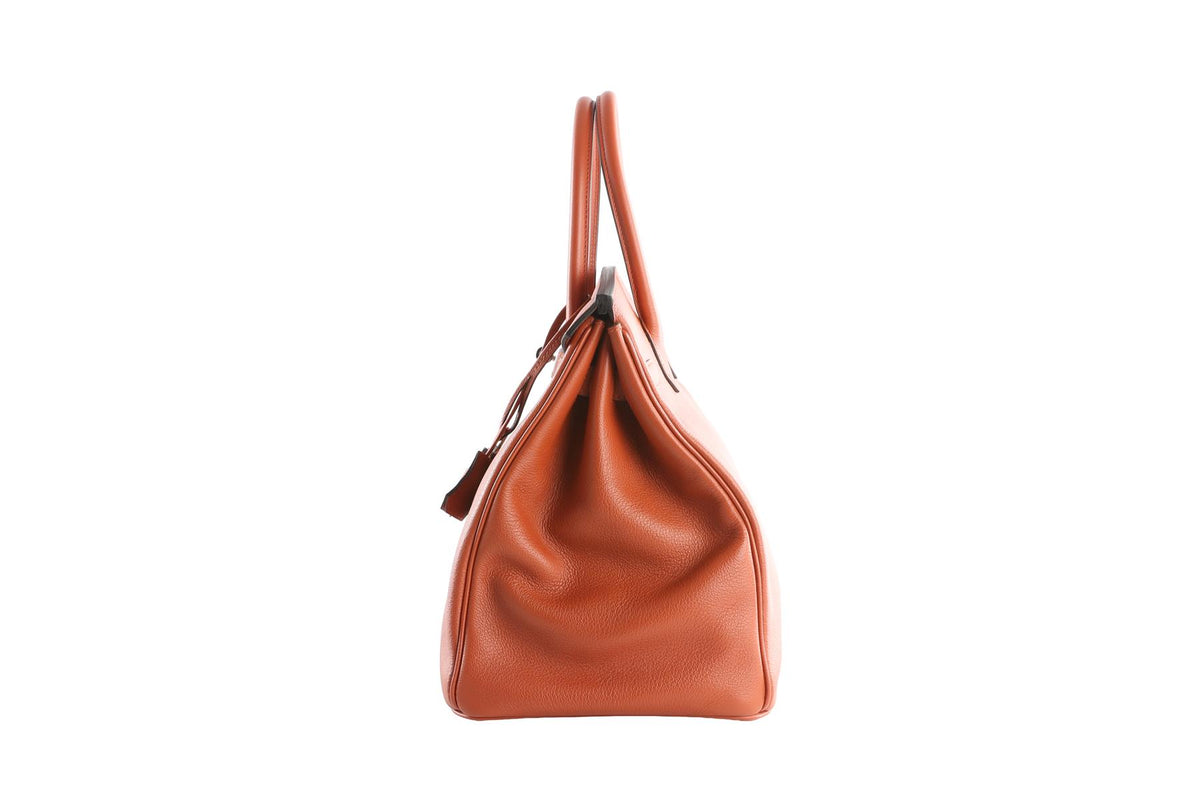 HERMÈS ORANGE 2017 BIRKIN 35CM TAURILLON NOVILLO LEATHER BAG