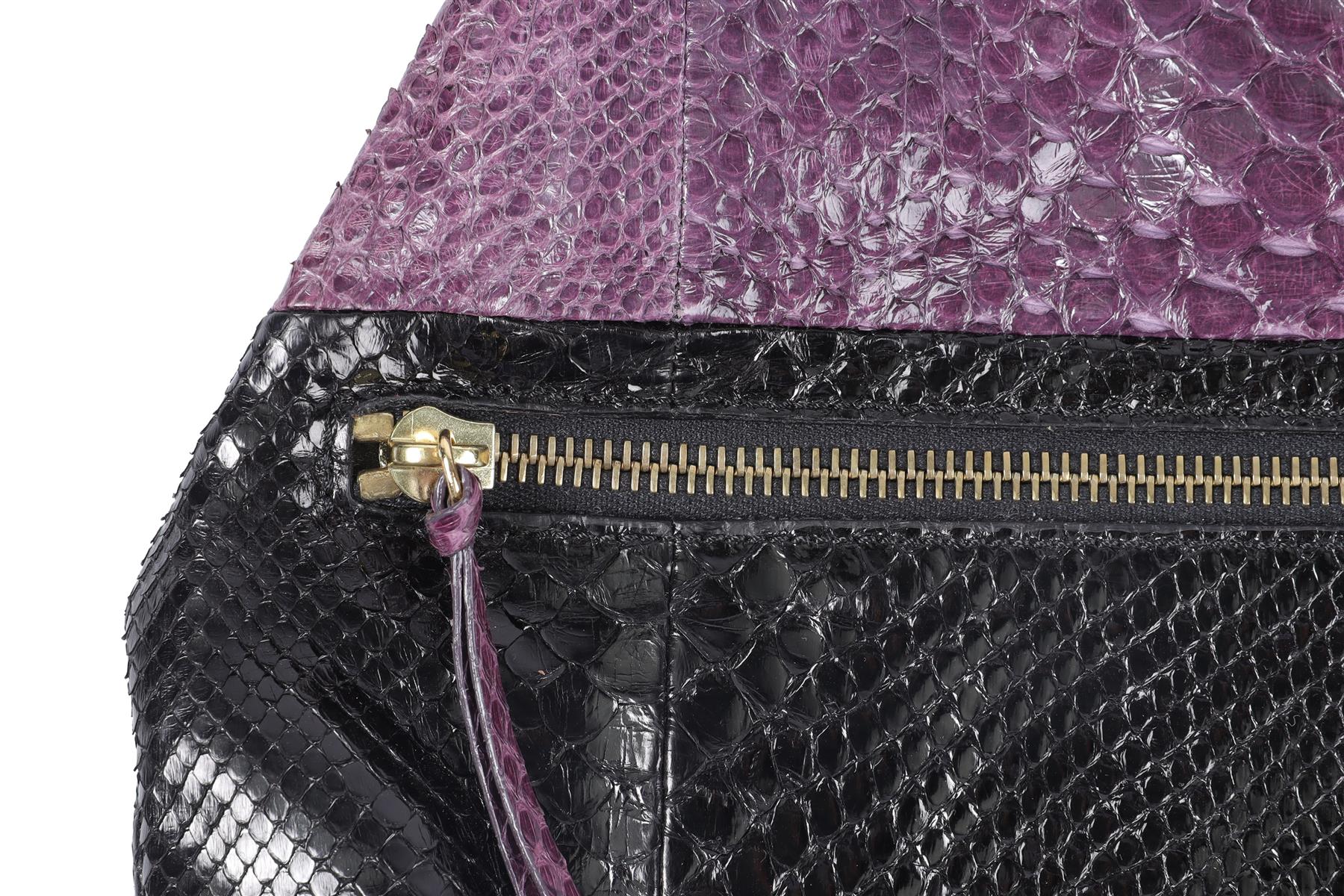 DEVI KROELL PURPLE PYTHON CLUTCH