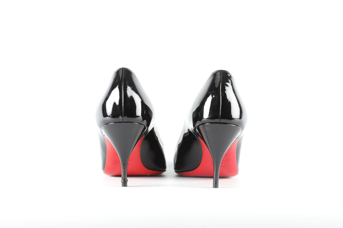 CHRISTIAN LOUBOUTIN BLACK PATENT LEATHER PUMPS EU 41.5 UK 8.5 US 11.5
