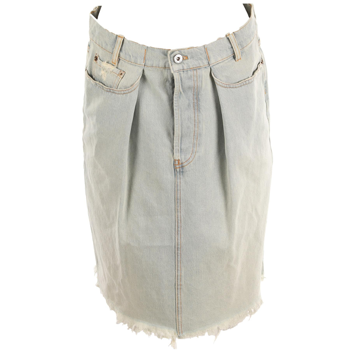 MIU MIU BLUE DENIM MIDI SKIRT IT 40 UK 8