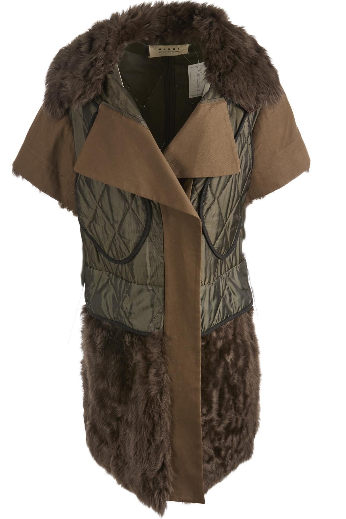 MARNI BROWN 2010 SHEARLING AND COTTON COAT IT 40 UK 8