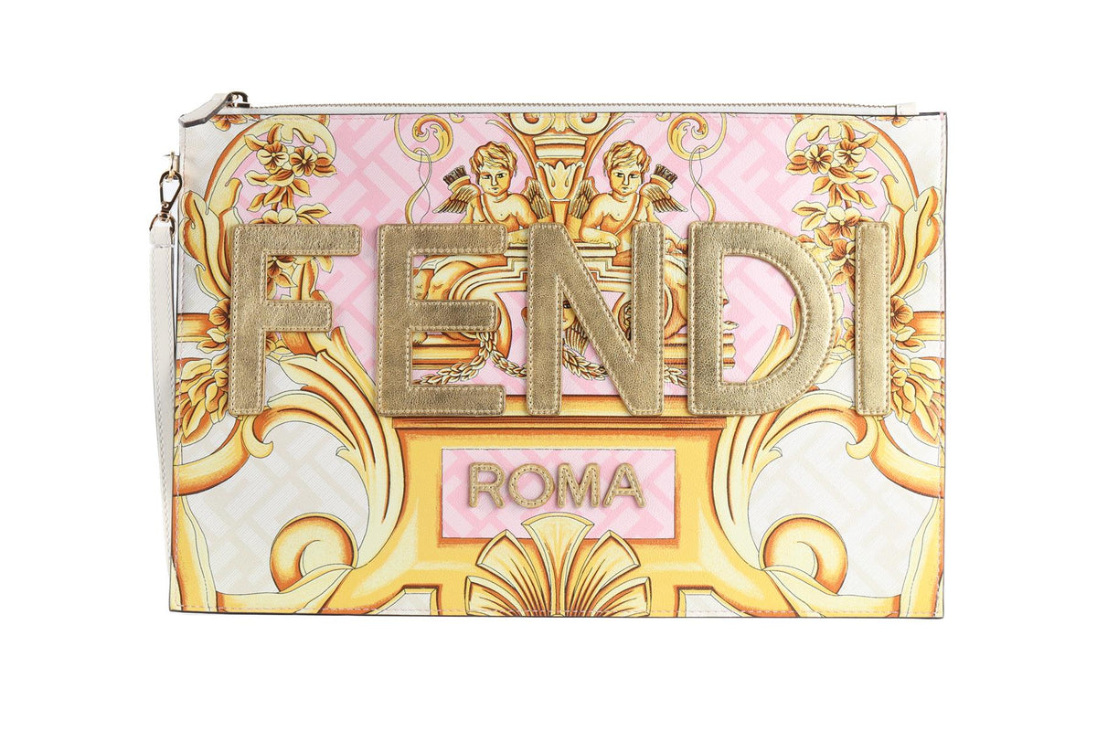FENDACE PINK FF LEATHER CLUTCH