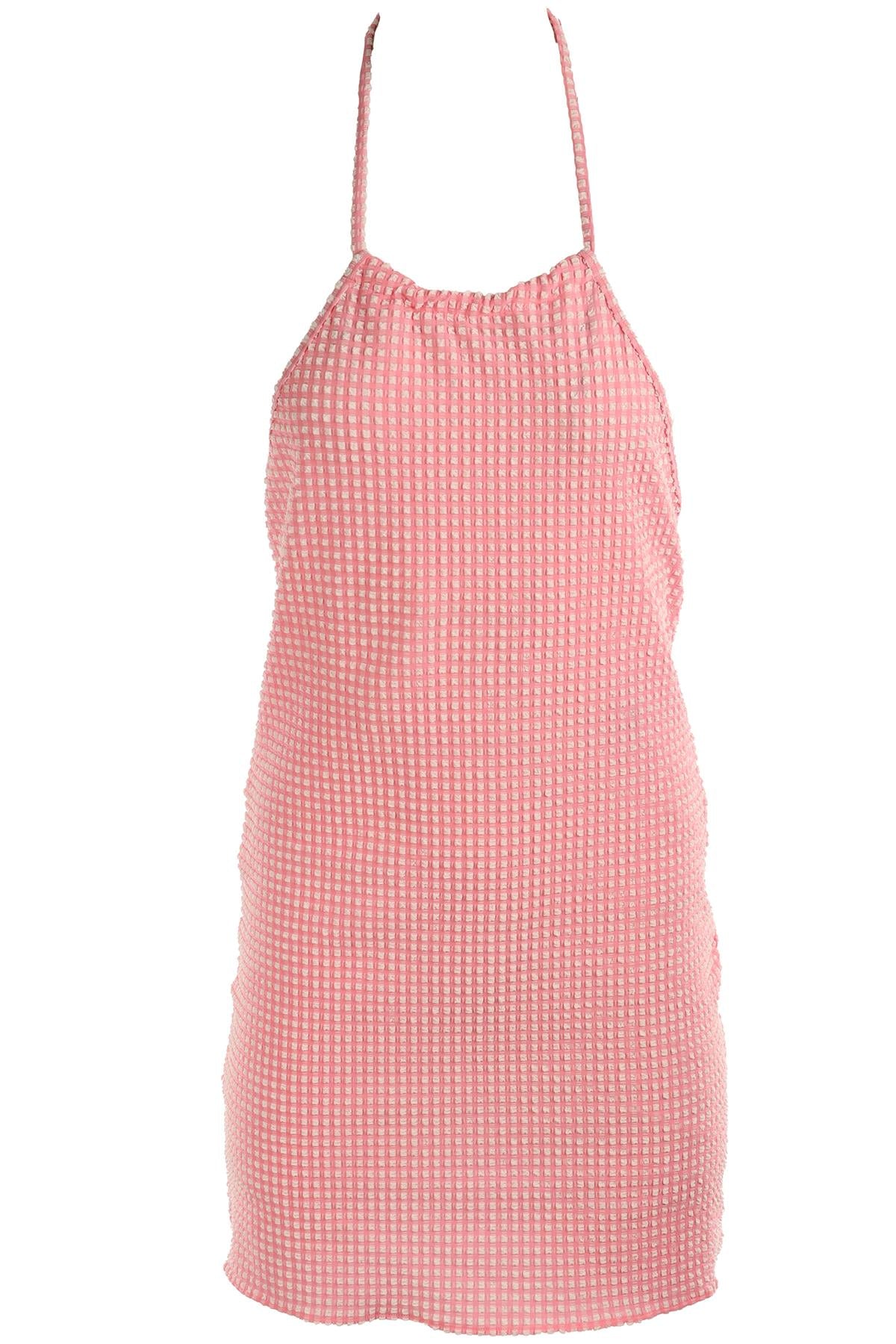 HUNZA G PINK SEERSUCKER MINI DRESS SMALL