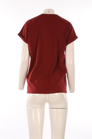 BALMAIN BURGUNDY COTTON T-SHIRT SMALL