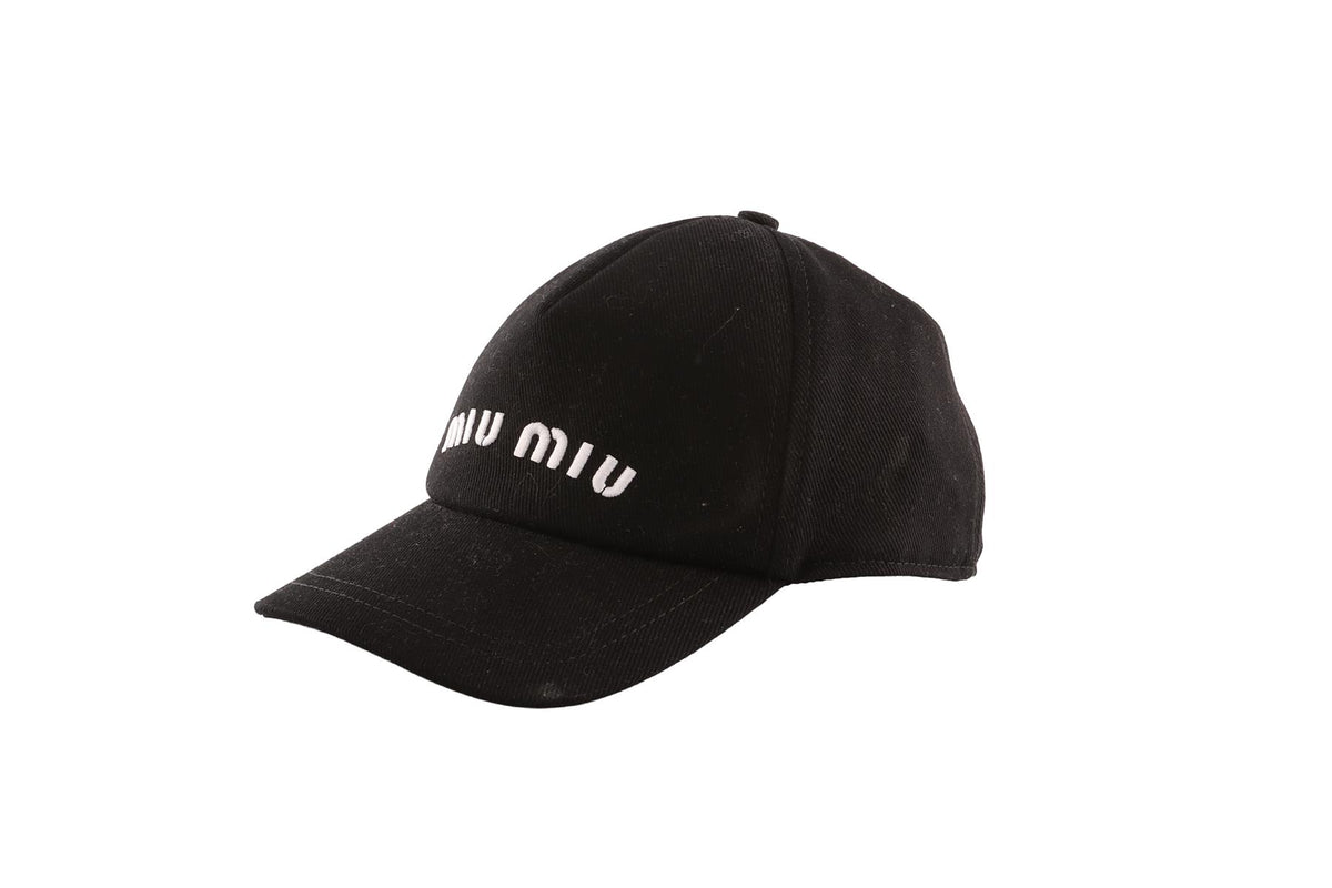 MIU MIU BLACK COTTON BASEBALL CAP MEDIUM