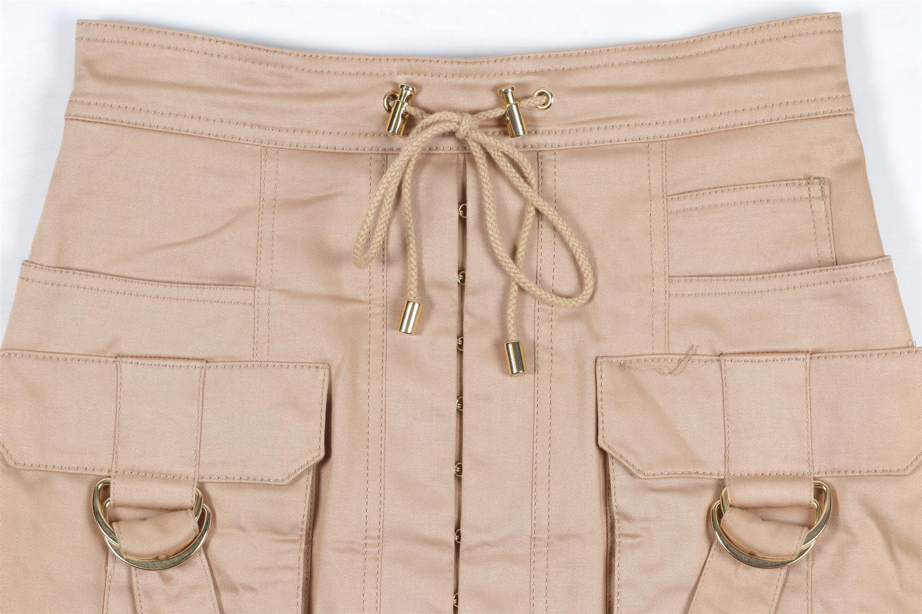 BALMAIN TAN COTTON MINI SKIRT FR 36 UK 8