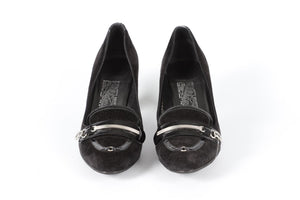 SALVATORE FERRAGAMO BLACK SUEDE PUMPS US 9 UK 6 EU 39