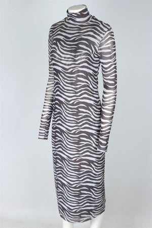 STAUD BLACK MESH MAXI DRESS MEDIUM