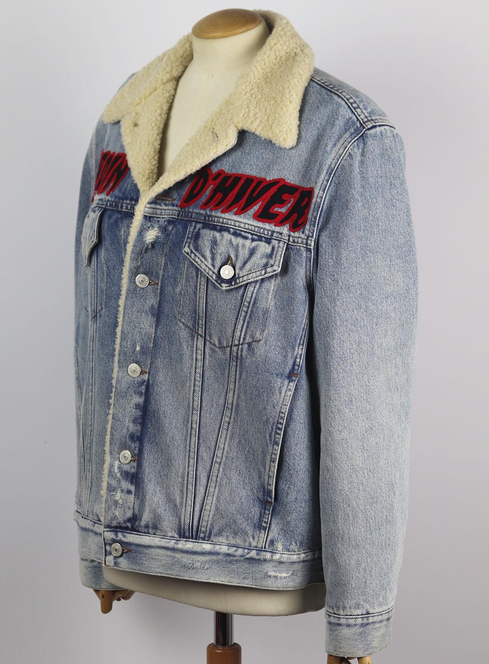 GUCCI EMBELLISHED SHEARLING LINED DENIM JACKET IT 44 UK 12