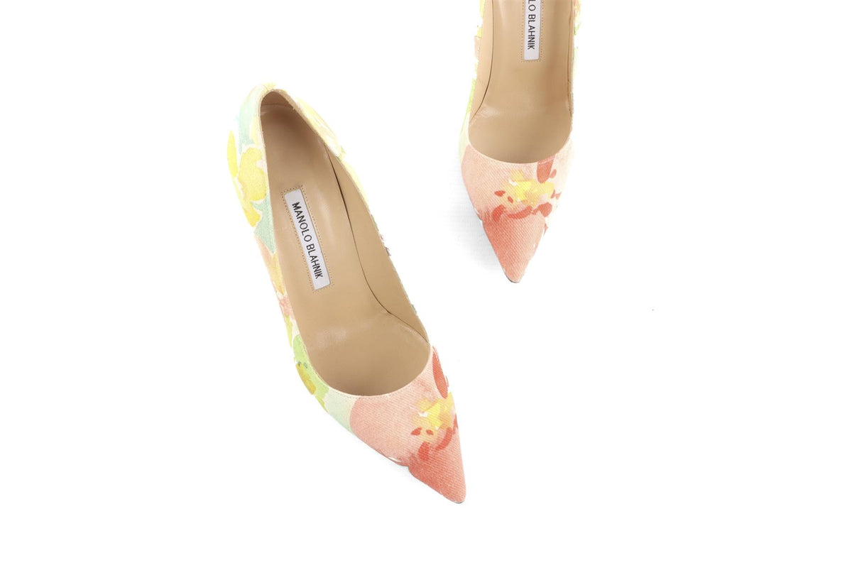 MANOLO BLAHNIK MULTI CANVAS PUMPS EU 38 UK 5 US 8