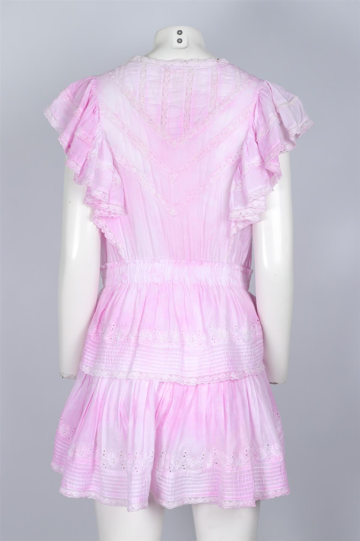 LOVESHACKFANCY PINK COTTON MINI DRESS LARGE