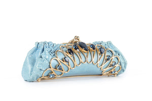 SHANA LONDON BLUE CRYSTAL AND PYTHON CLUTCH