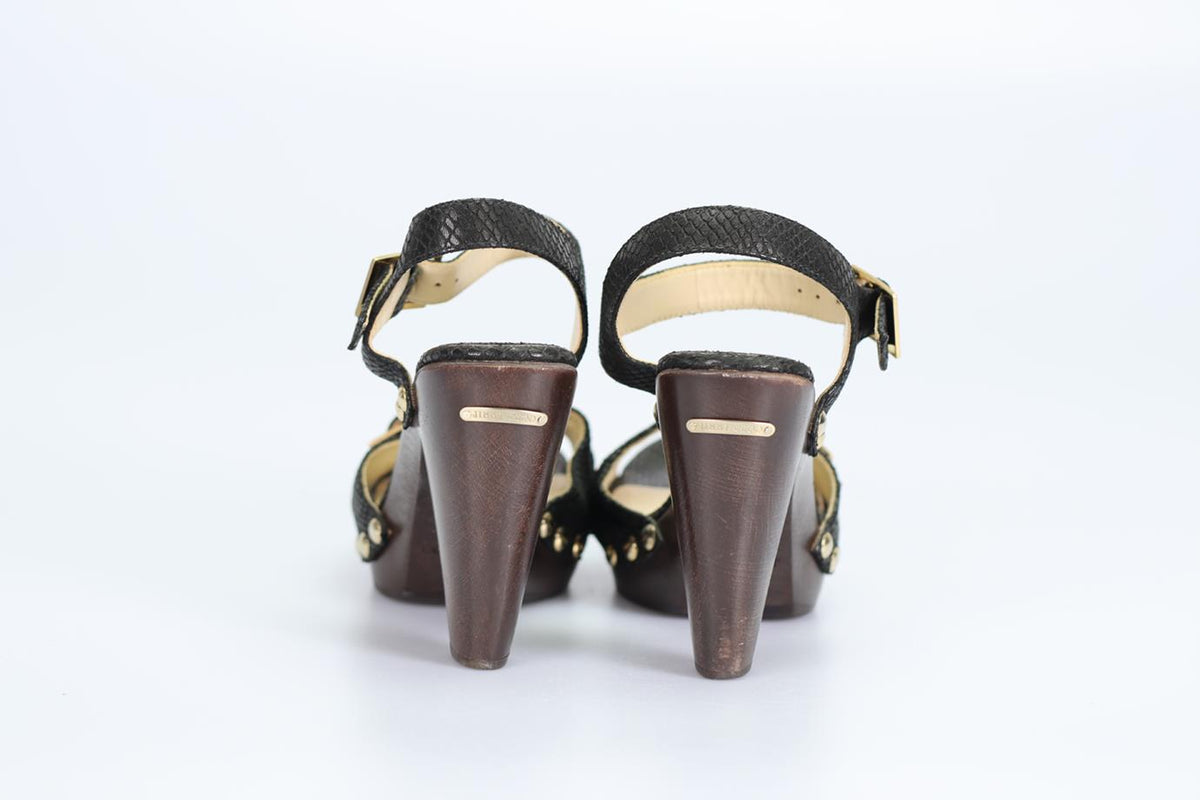 JIMMY CHOO SNAKE EFFECT LEATHER SANDALS EU 37 UK 4 US 7