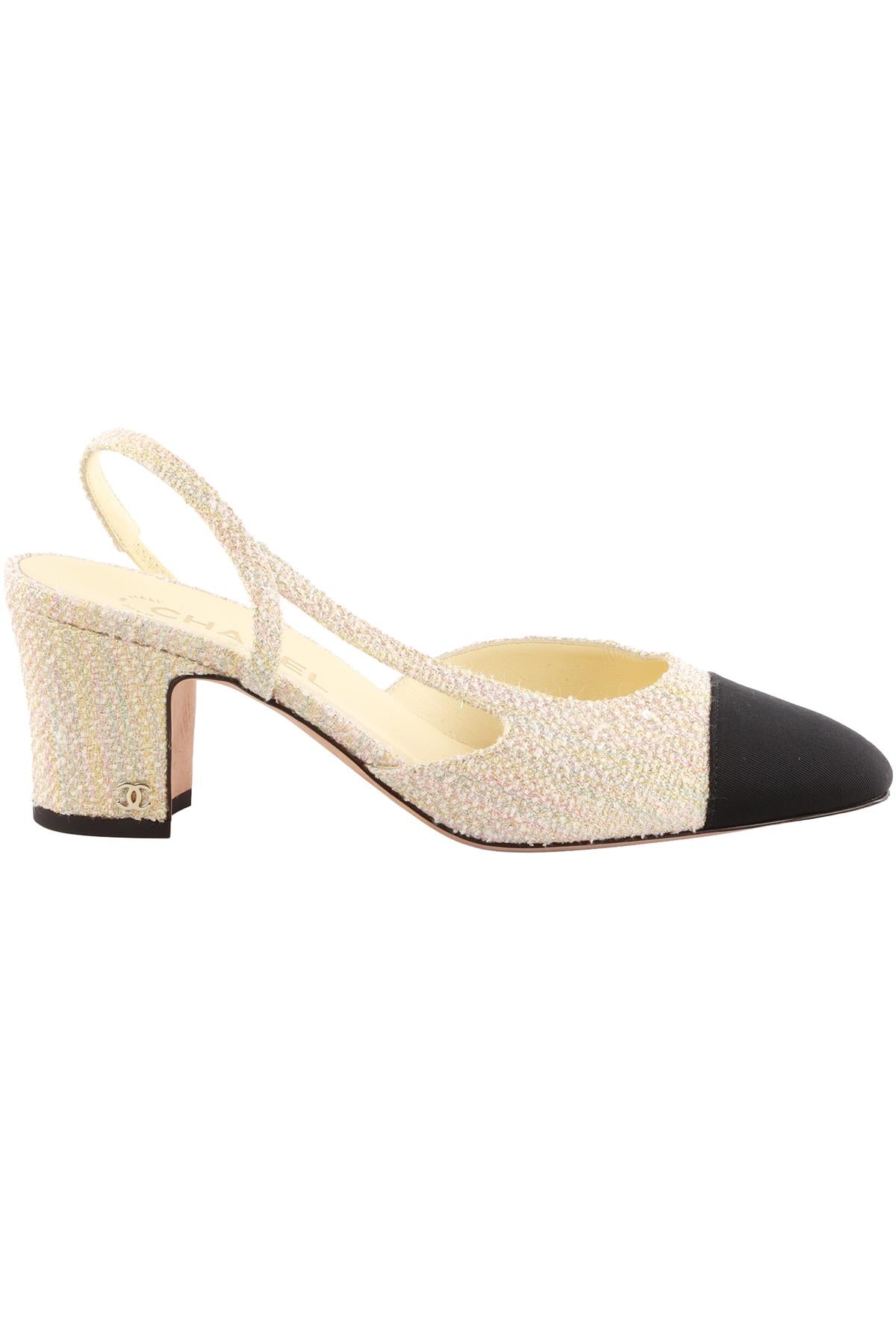 CHANEL MULTI TWEED SLINGBACK PUMPS EU 39.5 UK 6.5 US 9.5