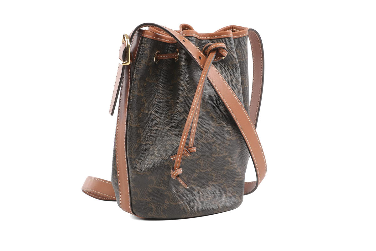 CELINE BROWN TRIOMPHE SMALL LEATHER SHOULDER BAG