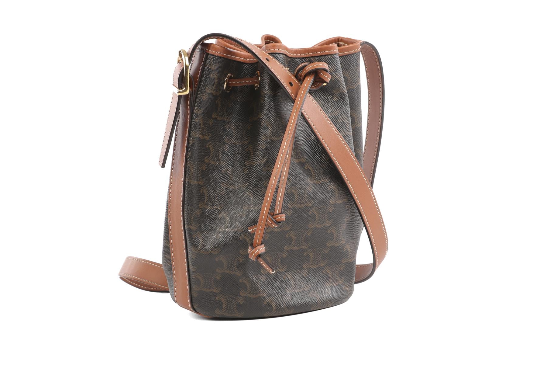 CELINE BROWN TRIOMPHE SMALL LEATHER SHOULDER BAG