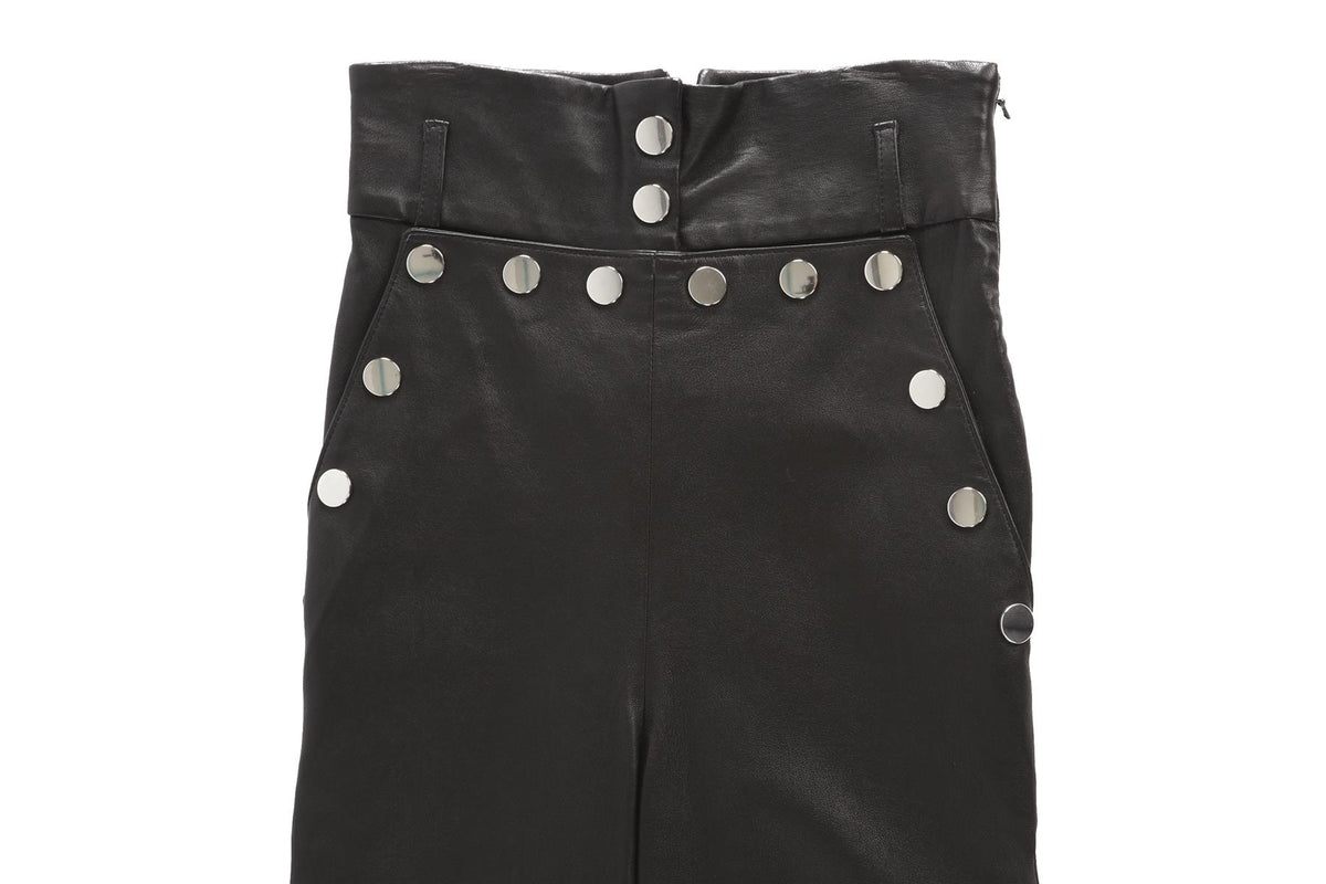 SKIIM BLACK LEATHER SKINNY PANTS FR 34 UK 6