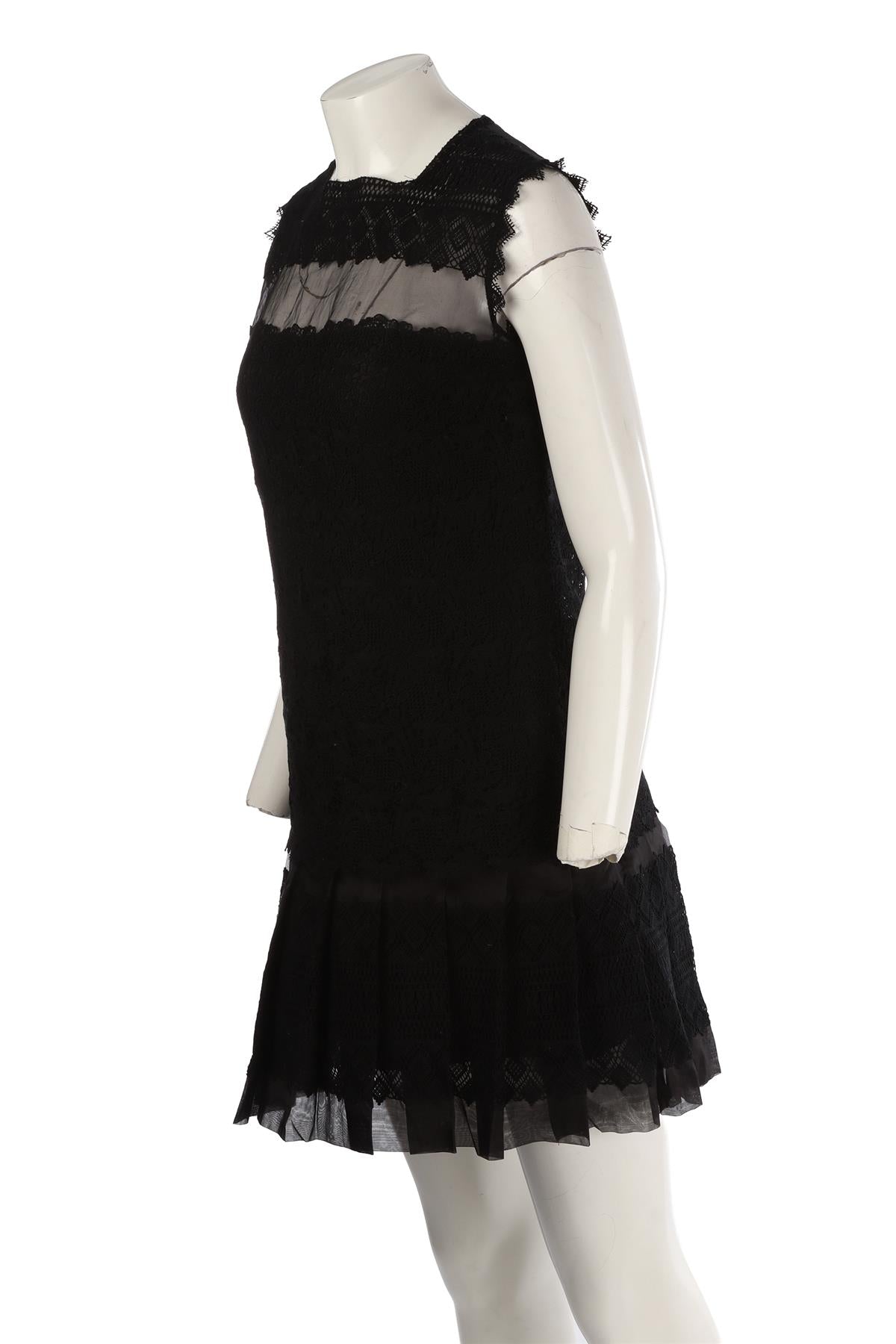 ERMANNO SCERVINO BLACK CROCHET MINI DRESS IT 40 UK 8